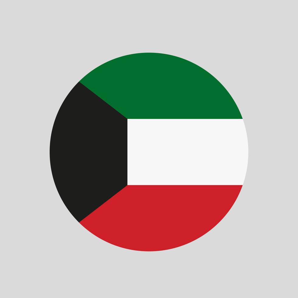 icono de vector de bandera de kuwaití redondo aislado sobre fondo blanco. la bandera de kuwait en un círculo