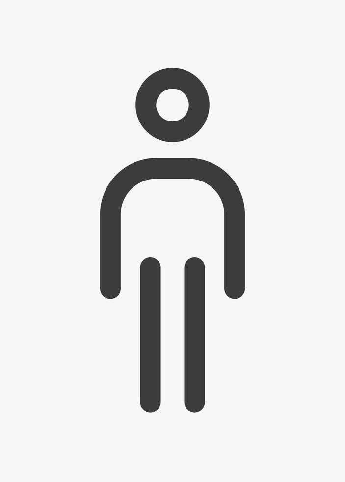 Man outline pictogram isolated on white background. Male symbol. The symbol of a man. Standing man pictogram. Person icon vector