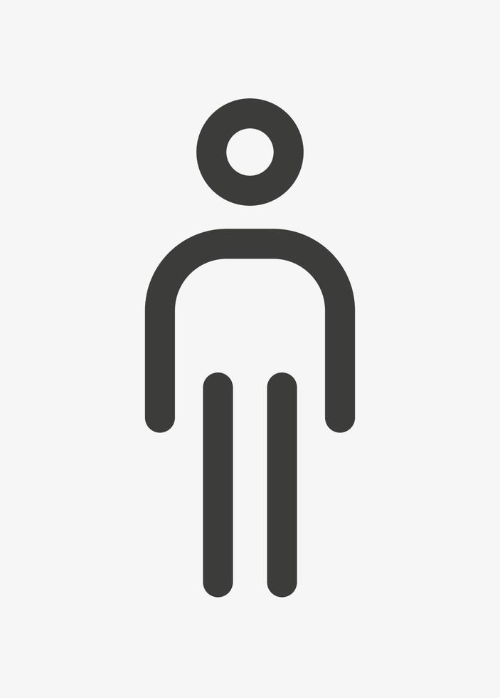 Man outline pictogram isolated on white background. Male symbol. The symbol of a man. Standing man pictogram. Person icon vector