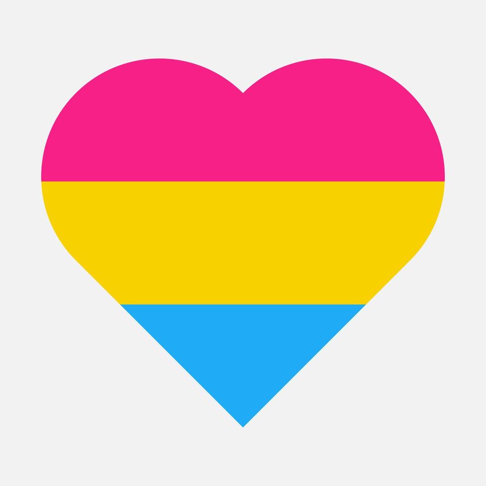 Pansexual flag heart vector icon