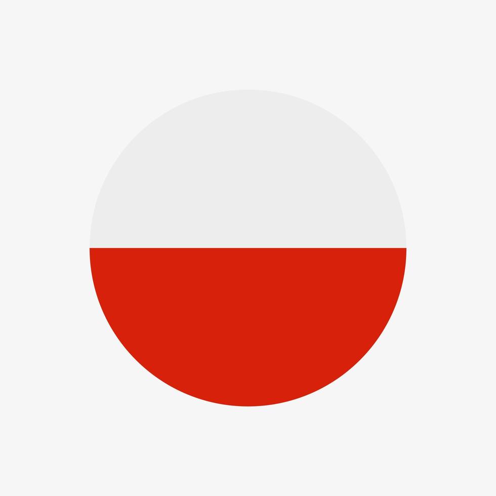 Round polish flag vector icon isolated on white background. The flag of Poland in a circle.
