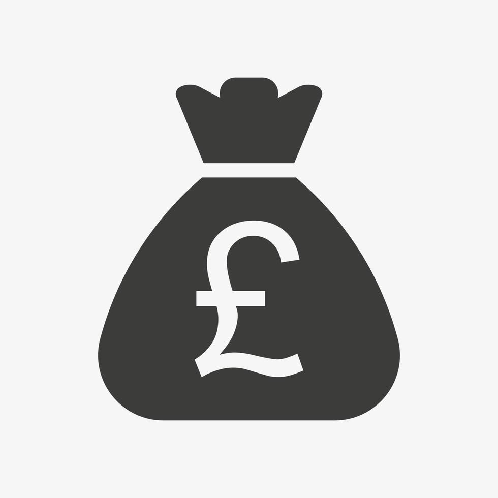 Pound icon. Money bag flat icon vector pictogram. Sack with UK pound isolated on white background. British currency symbol