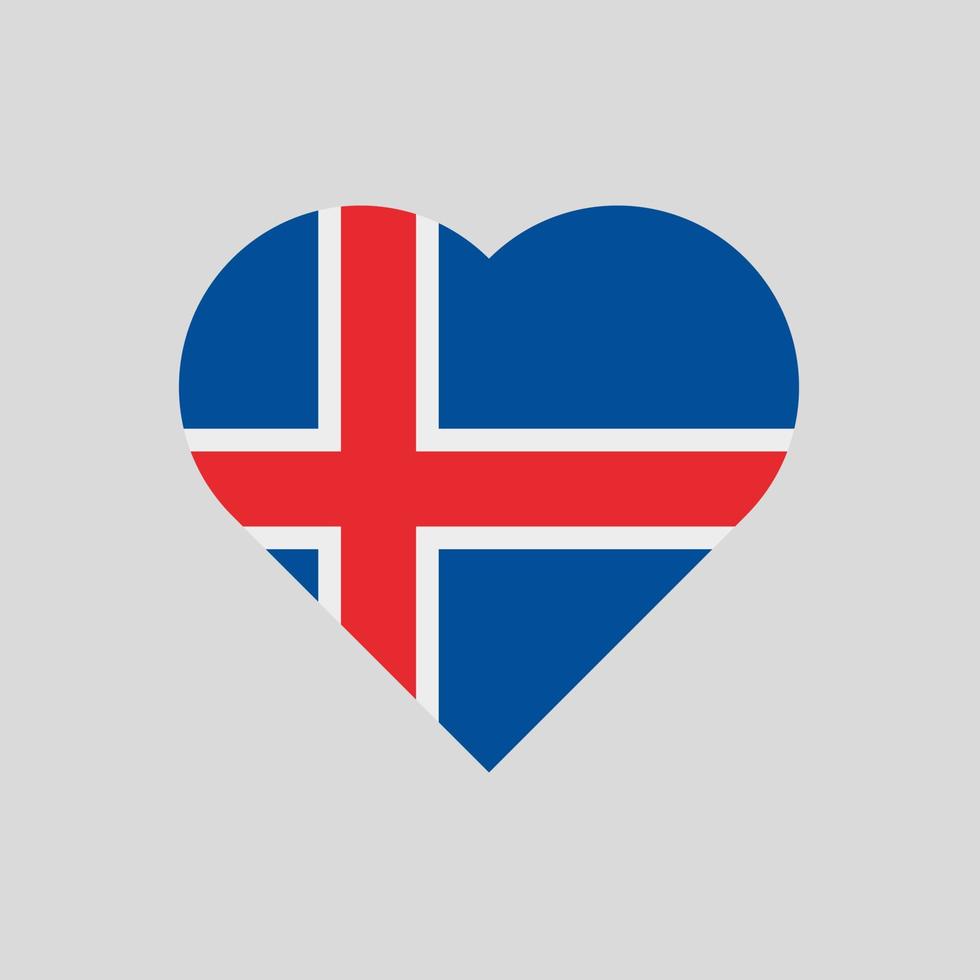 la bandera de islandia en forma de corazón. icono de vector de bandera islandesa aislado sobre fondo blanco