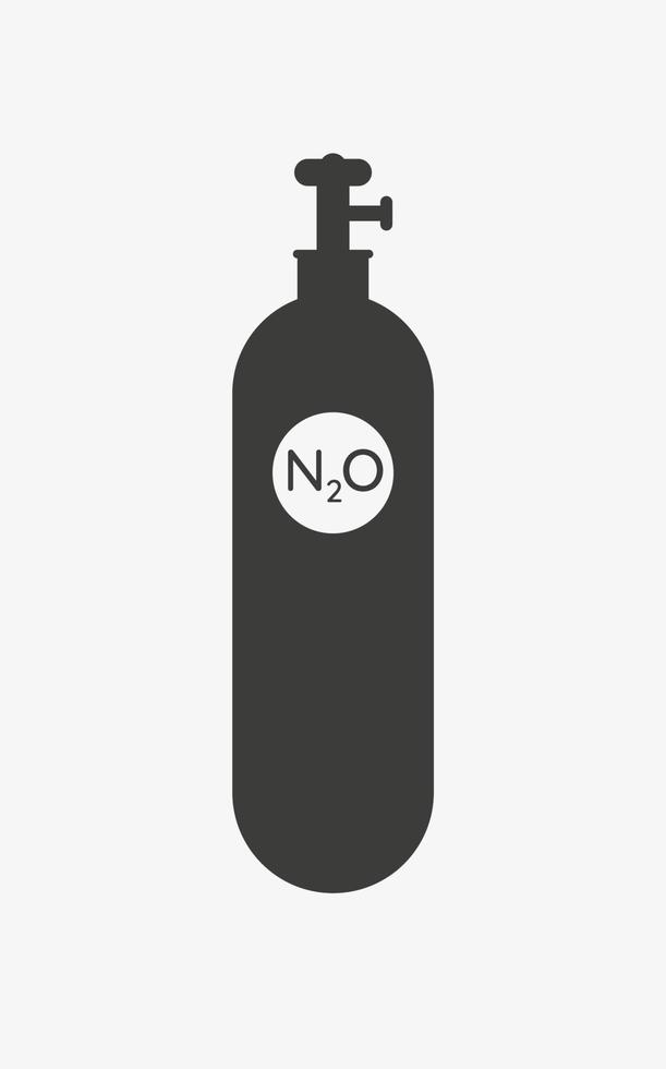 Nitrous oxide cylinder vector icon isolated on white background