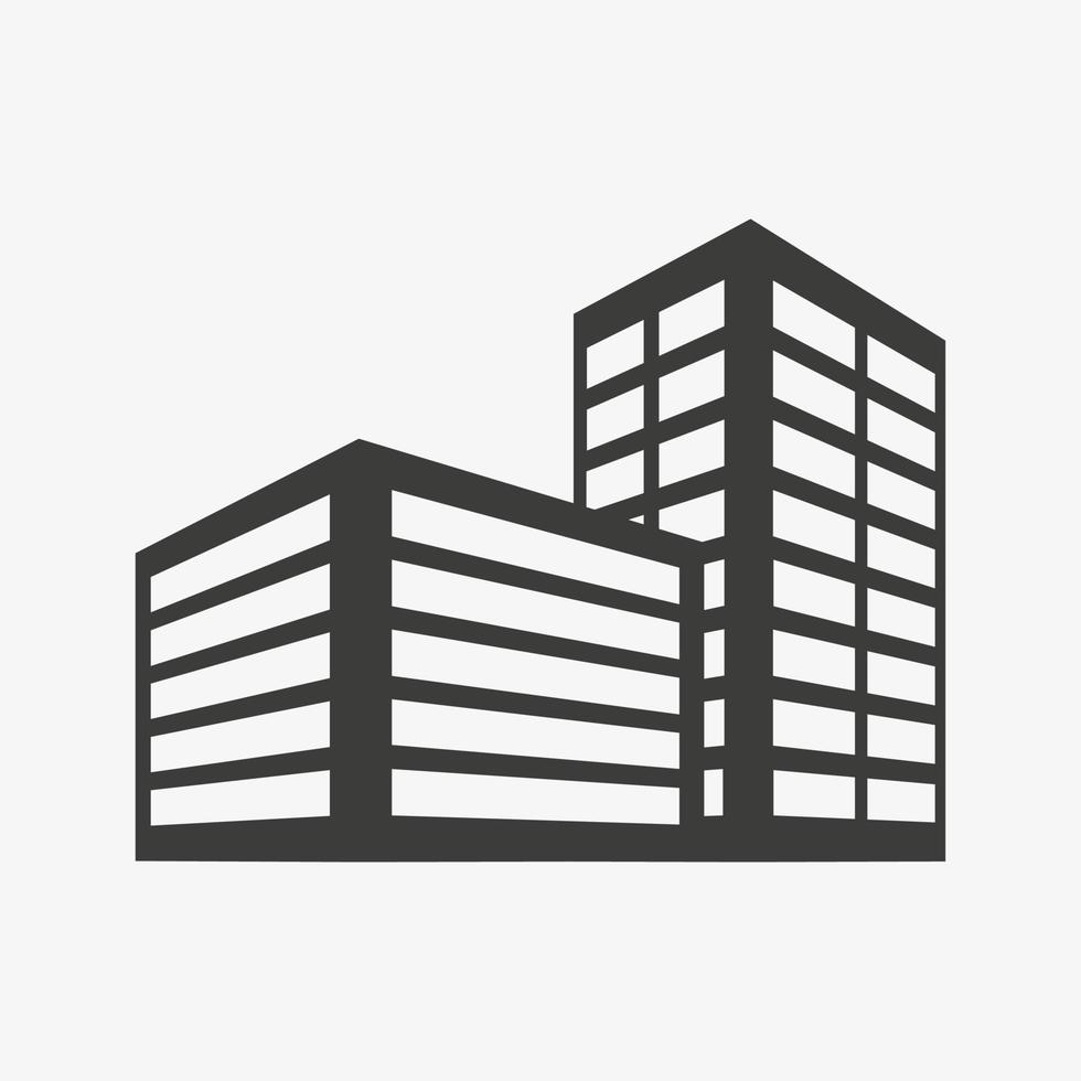 Office building icon. Two point perspective buildings vector illustration isolated on white background