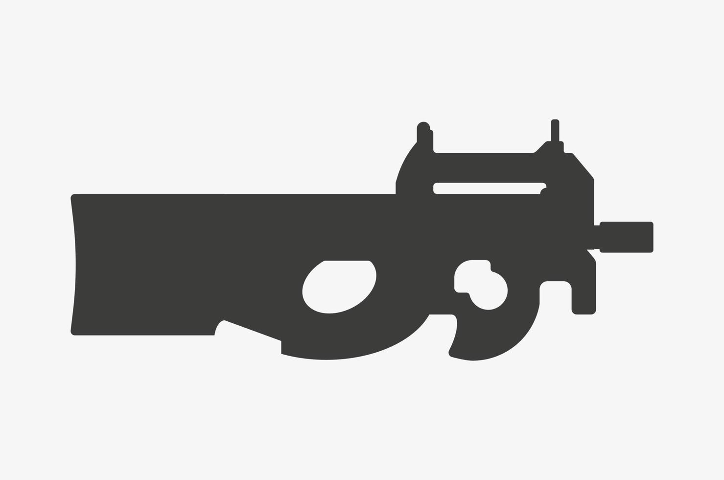 Submachine gun P90 vector icon. Personal defense weapon silhouette.