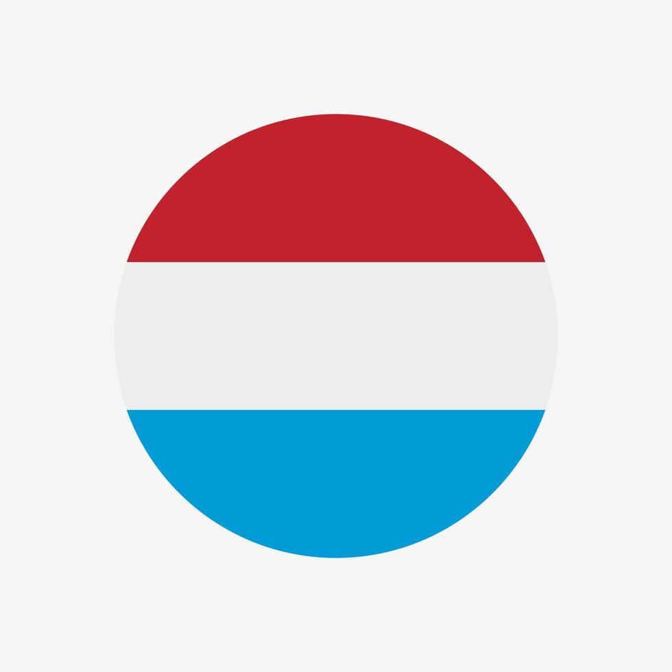 icono de vector de bandera luxemburguesa redonda aislado sobre fondo blanco. la bandera de luxemburgo en círculo