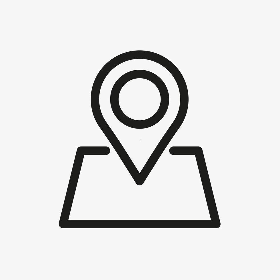 Map line icon. Outline icon of location point isolated on white background. Map location outline icon. Pin point vector