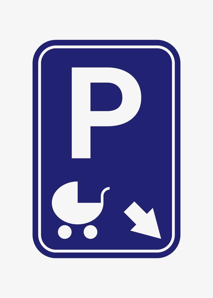 Parking sign for women with children. Pram parking sign. Place for strollers. Vector illustration