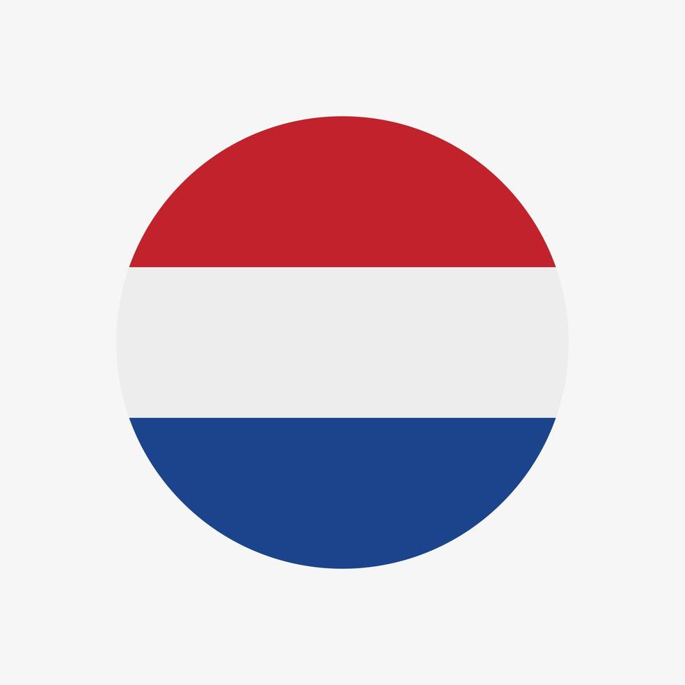 Round dutch flag vector icon isolated on white background. The flag of the Netherlands in a circle