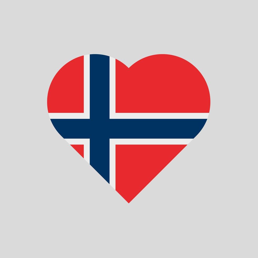 la bandera de noruega en forma de corazón. icono de vector de bandera noruega aislado sobre fondo blanco