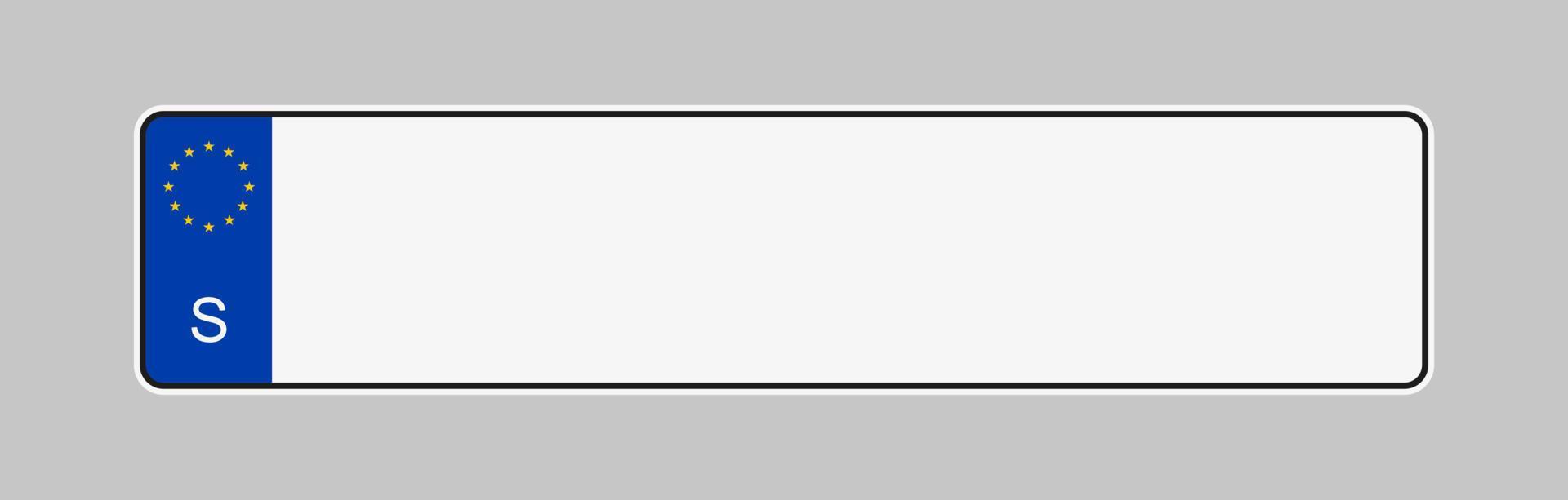 License plate of Sweden. Vehicle registration plates frame vector