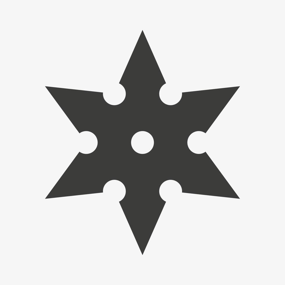 ninja shuriken estrella arrojadiza icono de vector plano aislado sobre fondo blanco. ilustración de estrella ninja para juegos y sitios web