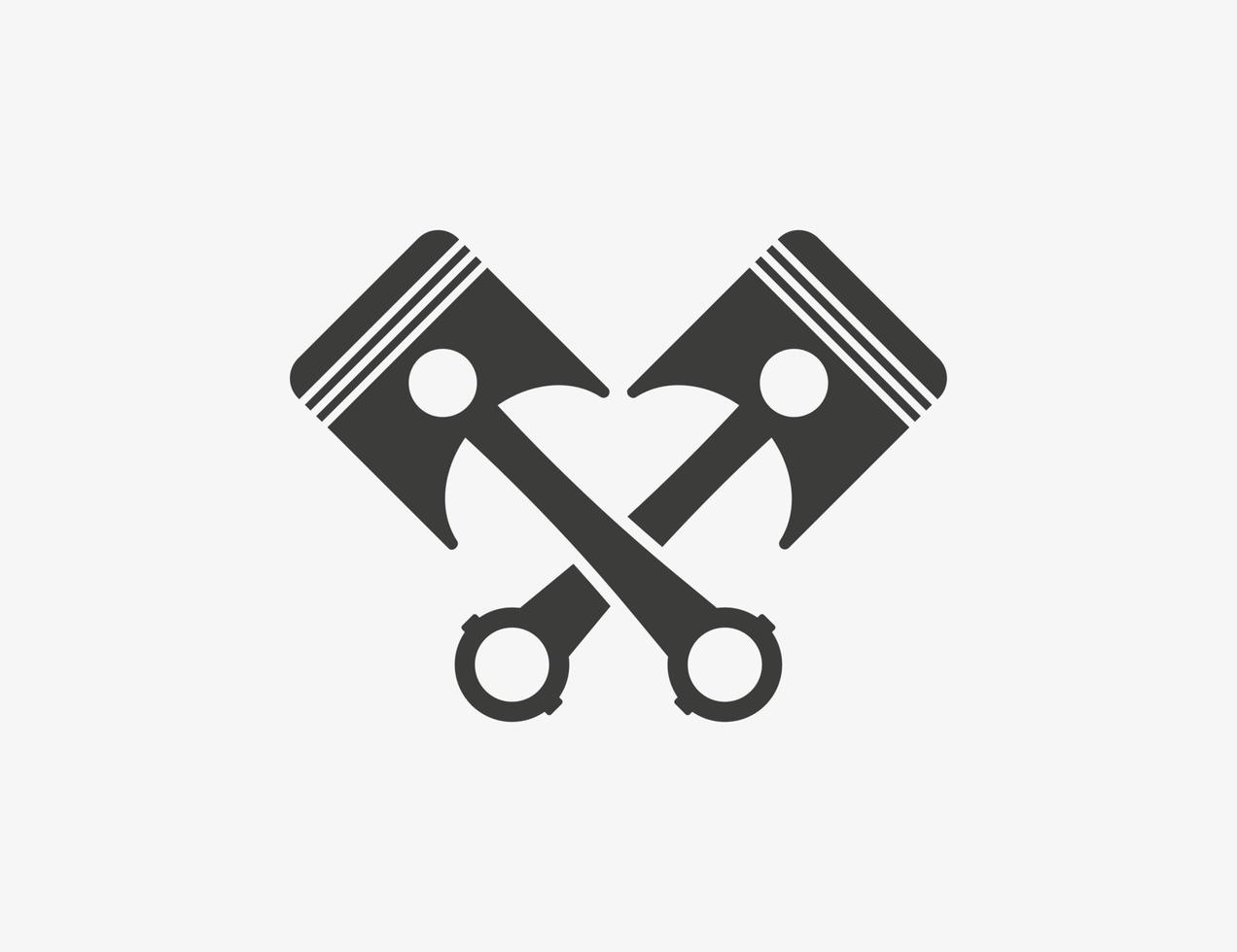 Two car pistons crossed vector icon isolated on white background.  Engine parts sign