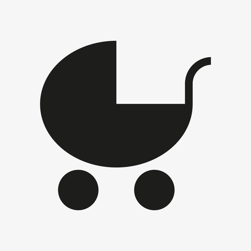 Pram icon. Simple baby pram symbol isolated on white background. Vector illustration