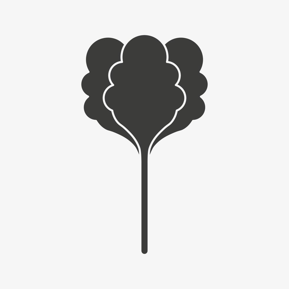Vector rhubarb icon isolated on white background. Arugula, kale vector symbol