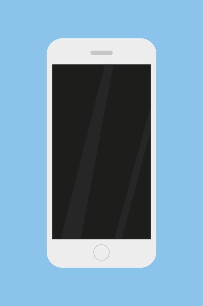 ilustración de vector de teléfono inteligente blanco. símbolo de teléfono celular. pantalla con sombras
