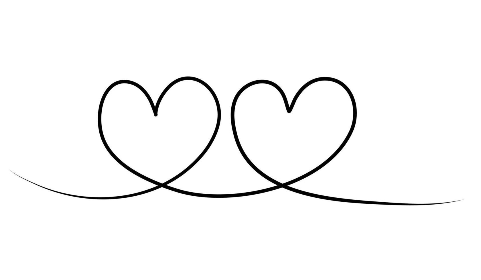 Hand drawn Continuous line drawing of hearts. Wedding, love and relationships background. Doodle vector illustration.