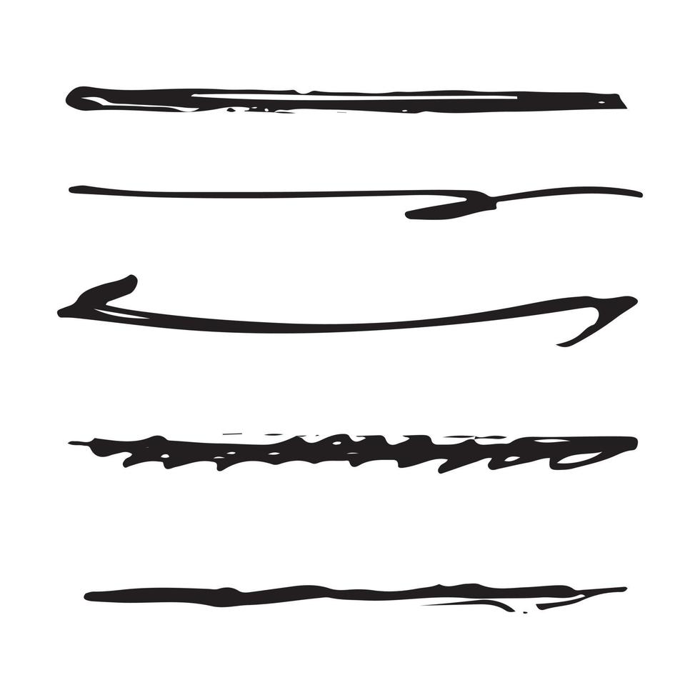 Set of black ink brush stroke line. Set of line vector illustration.