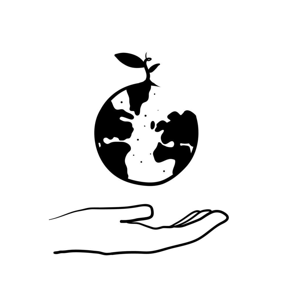 garabato dibujado a mano con símbolo de planta de semilla para dibujos animados de medio ambiente ecológico vector