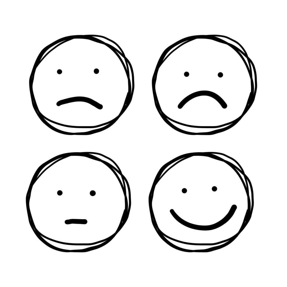 Hand drawn Outline Faces Different Moods doodle style vector