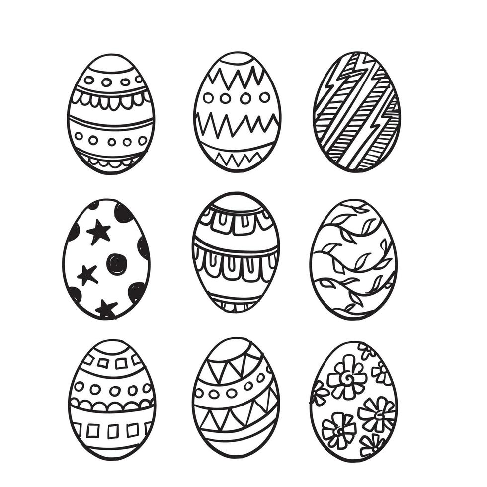 hand drawn doodle easter egg collection illustration icon isolated vector