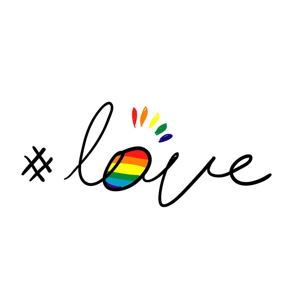 Hand drawn pride, love, with rainbow symbol for Gay slogan and LGBT rights. doodle vector