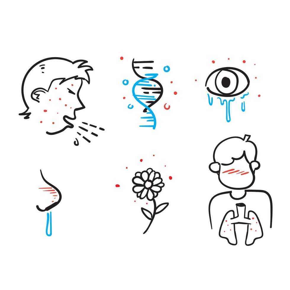 hand drawn doodle Allergy symptoms illustration icon isolated vector