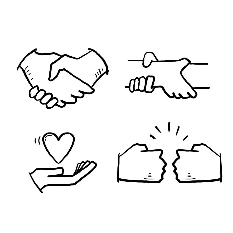 relación de garabatos dibujada a mano, comprensión mutua, asistencia mutua,  interacción, amistad y símbolo de amor ilustración estilo de dibujos  animados 5720738 Vector en Vecteezy