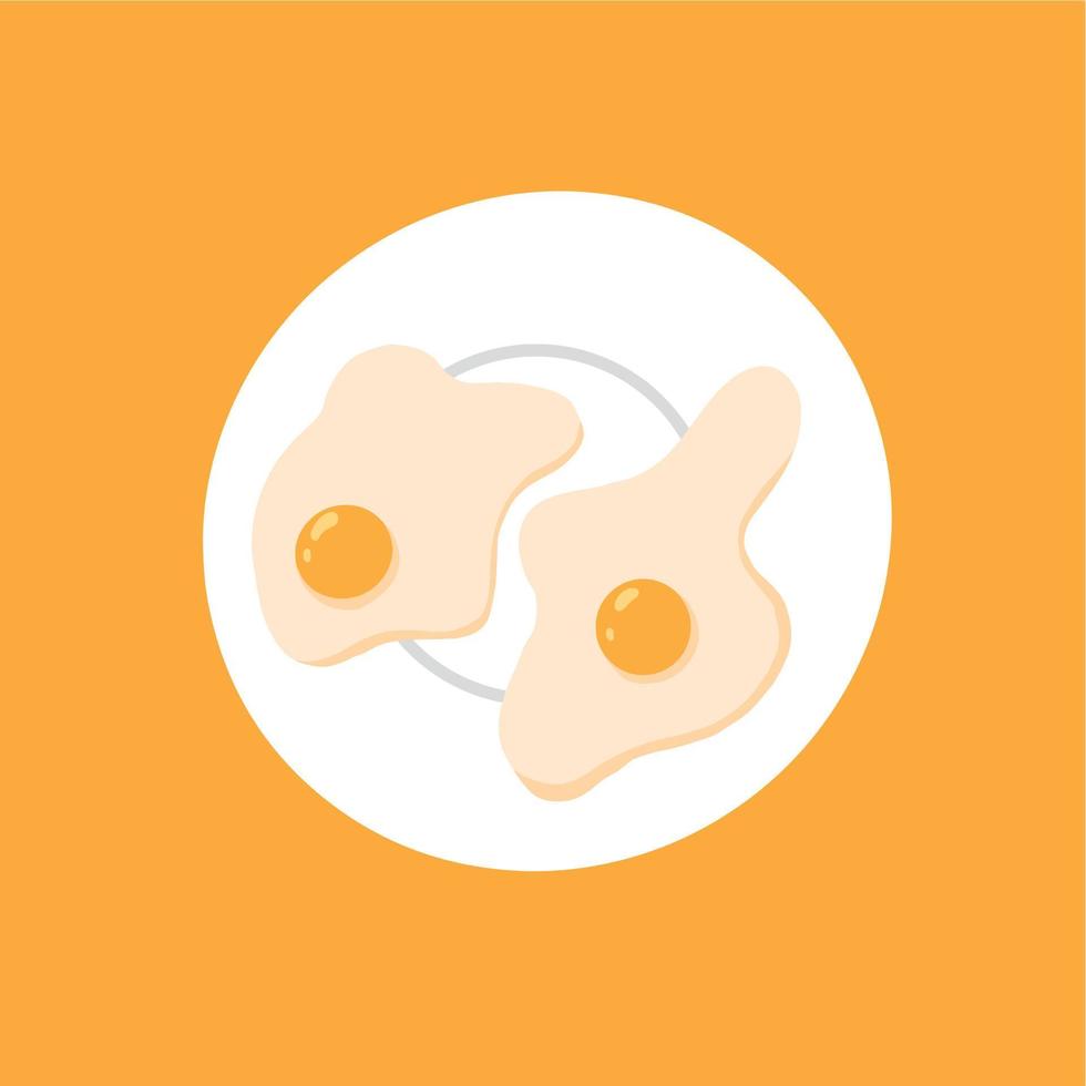 ilustración vectorial de huevos fritos. tortilla en un plato. concepto de desayuno. vector