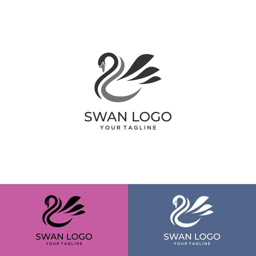 silhouette Swan Flapping wings logo vector