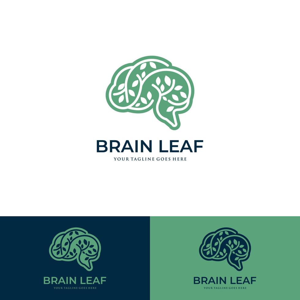 salud cerebro naturaleza mente diseño de logotipo vector
