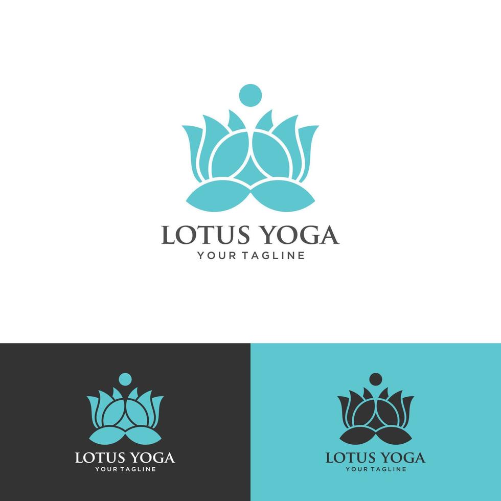 Yoga Lotus pose flower Logo design vector template. Health Beauty SPA Logotype concept icon.