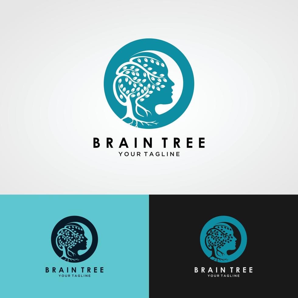logotipo del árbol del cerebro vector