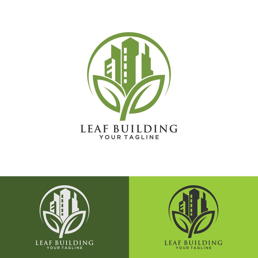 concepto de diseño de logotipo de edificio de ciudad verde abstracto. símbolo de icono de paisaje residencial, apartamento y ciudad vector