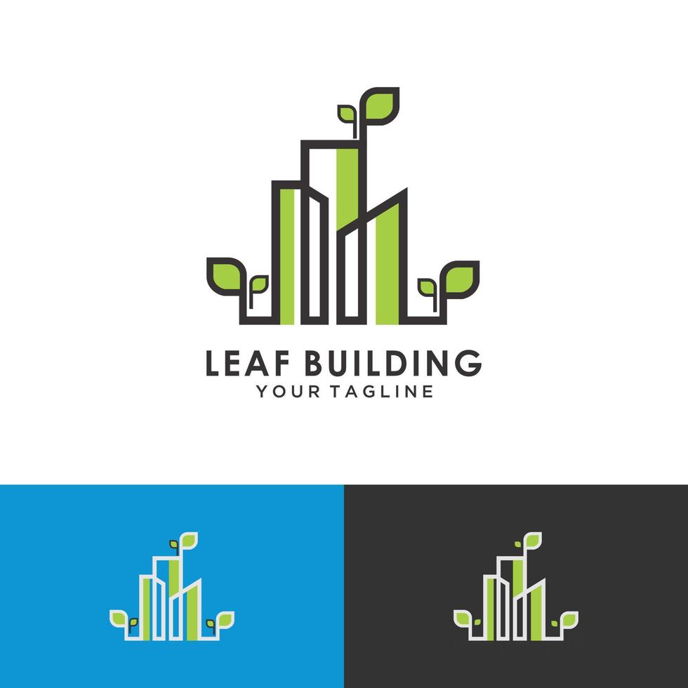 Abstract green city building logo design concept. Residential, apartment and city landscape icon symbol vector