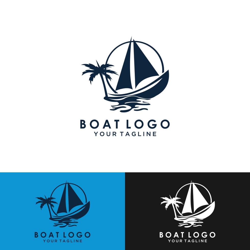 Sail boat logo design vector based template illustration