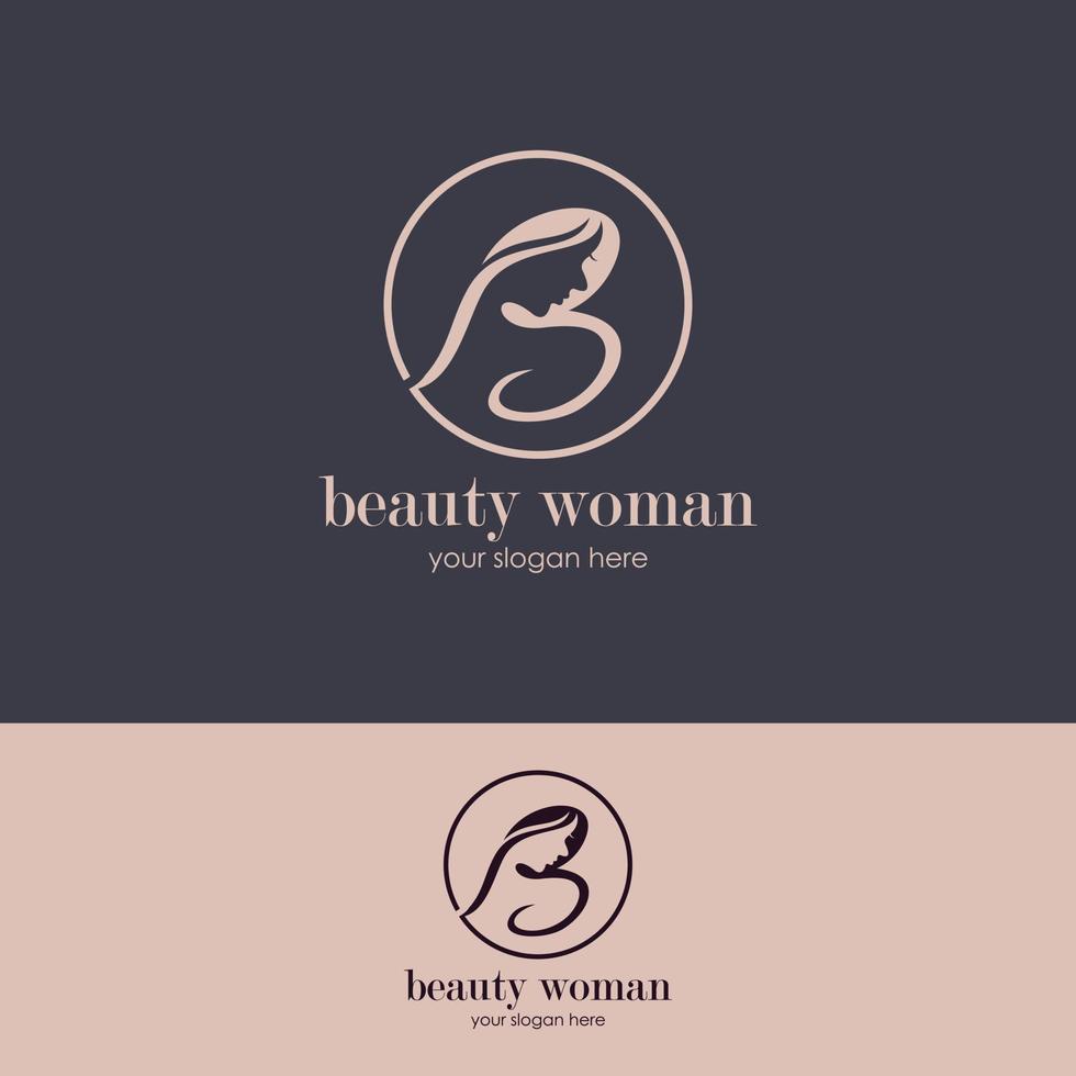 plantilla de logotipo de salón de belleza de peinado de mujer de estilo de silueta vector