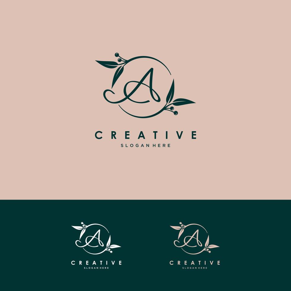 un logo inicial de vector de belleza, logo manuscrito de firma inicial, boda, moda, joyería, boutique, floral y botánica con plantilla creativa para cualquier empresa o negocio