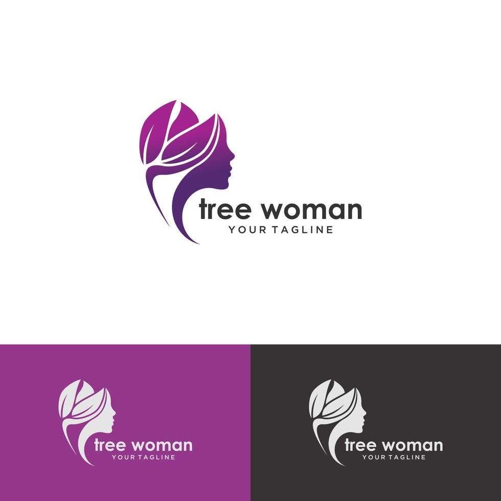 Woman's face and leaves. Logos, icons. Illustration on the theme of beauty salon, massage, cosmetics, spa vector