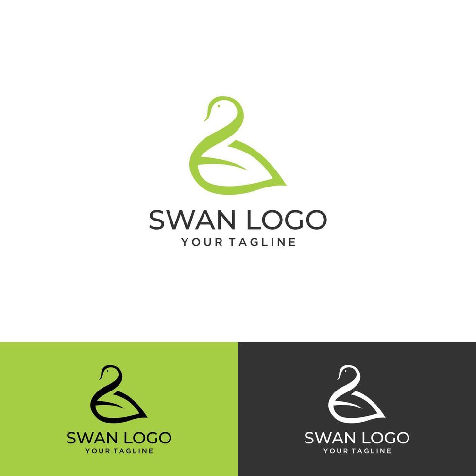 silhouette Swan Flapping wings logo vector