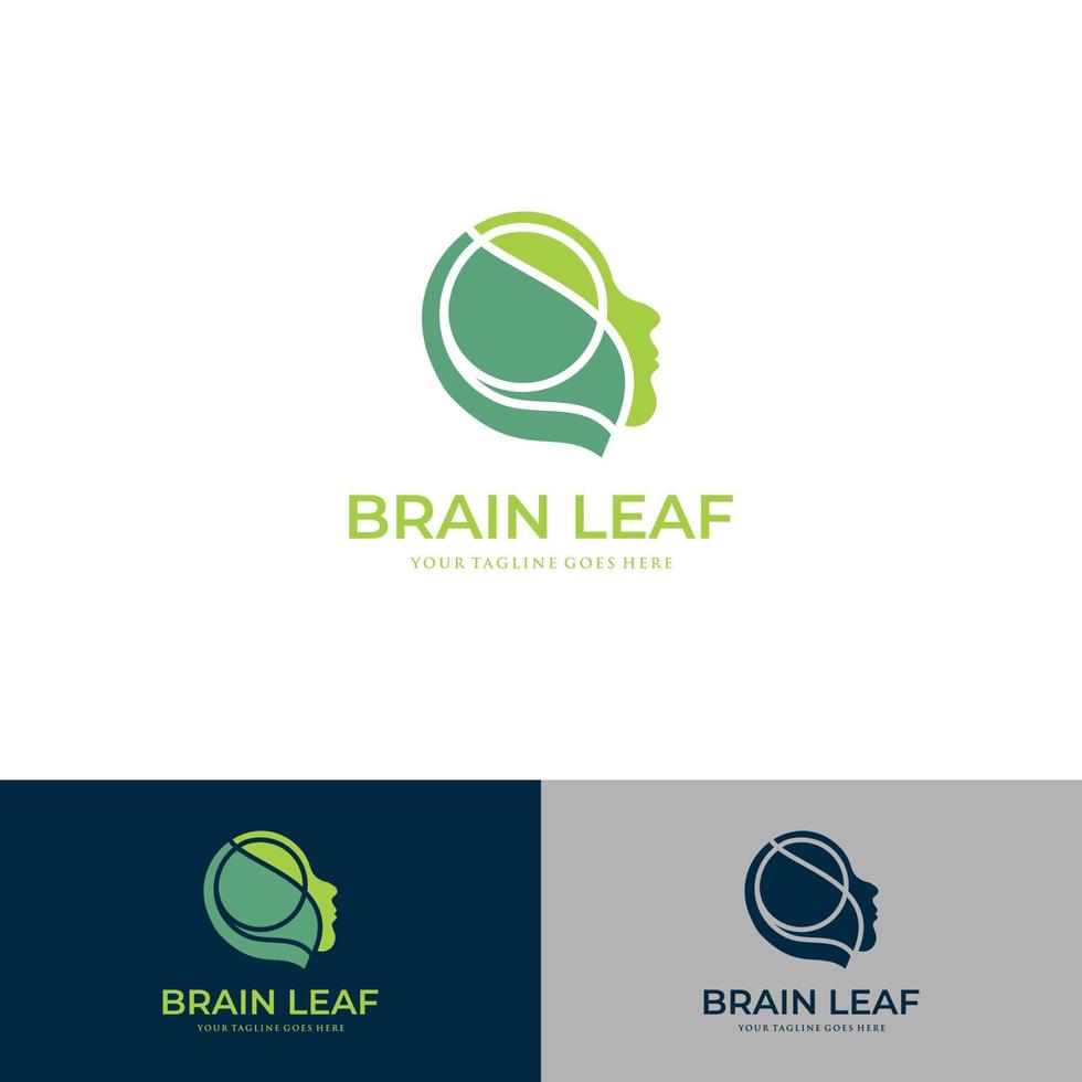 Health brain nature mind logo design vector