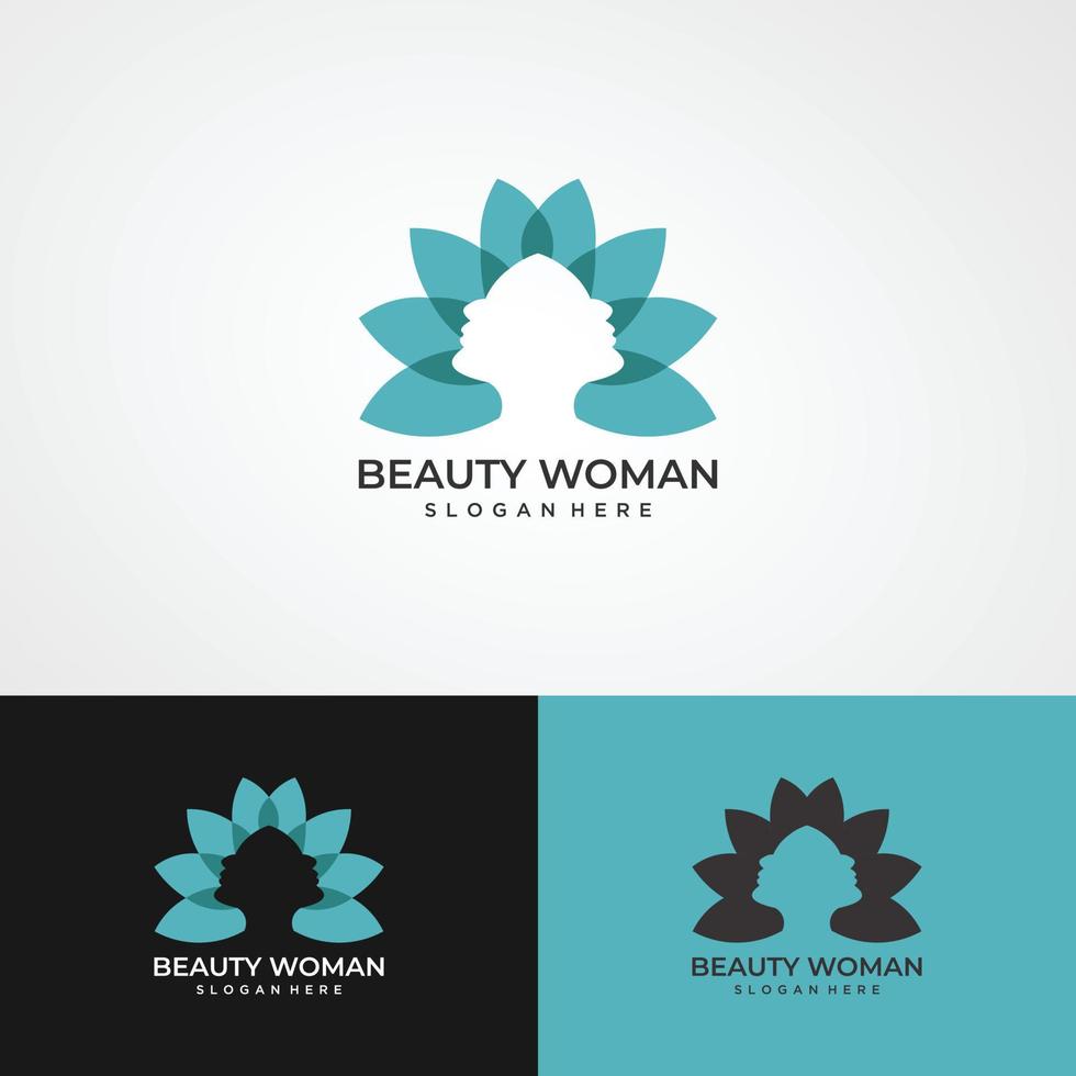 Logo wanita siluet, kepala, logo wajah terisolasi. Gunakan untuk salon kecantikan, spa, desain kosmetik, dll vector