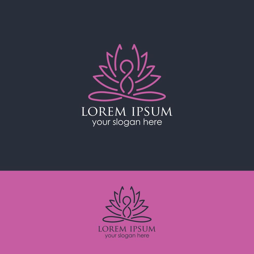 Yoga Lotus pose flower Logo design vector template. Health Beauty SPA Logotype concept icon.