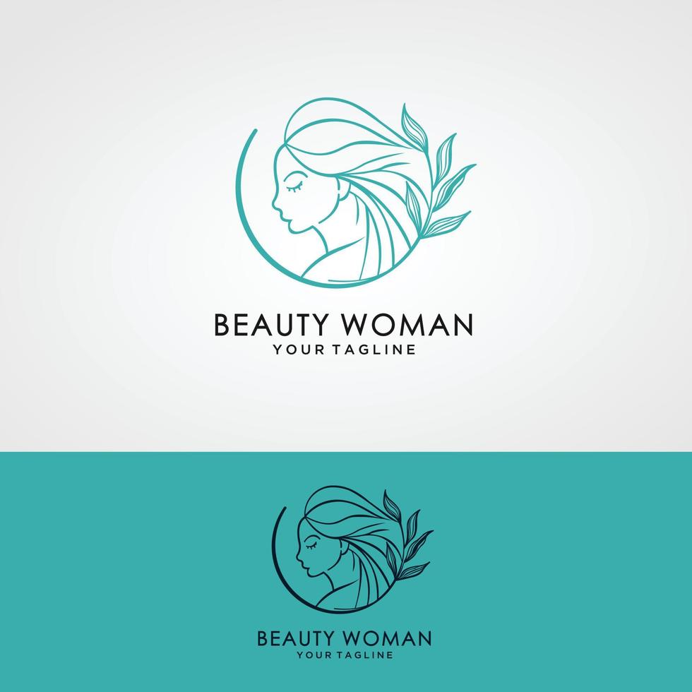 ilustración hermosa mujer silueta signo logotipo diseño vector