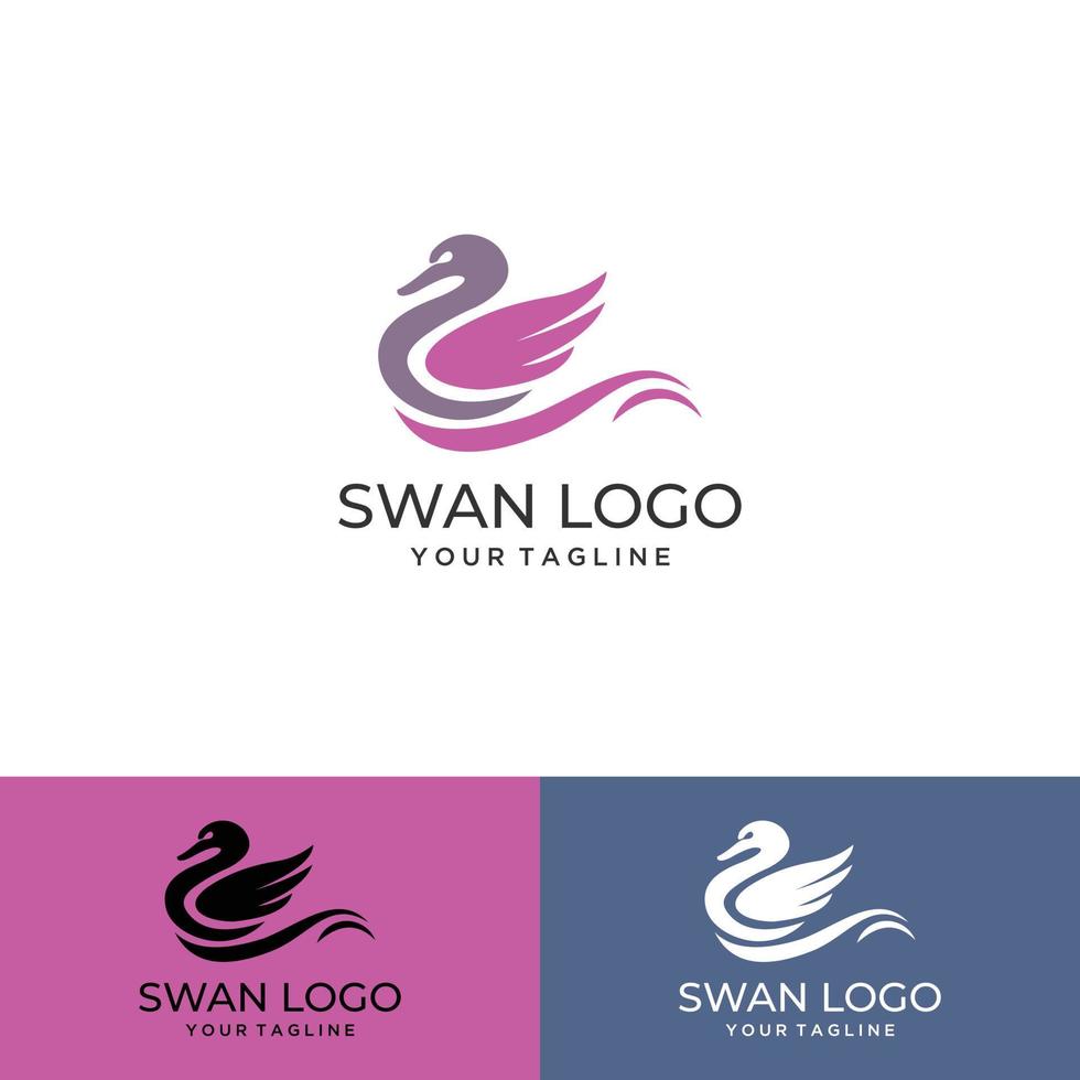 silhouette Swan Flapping wings logo vector