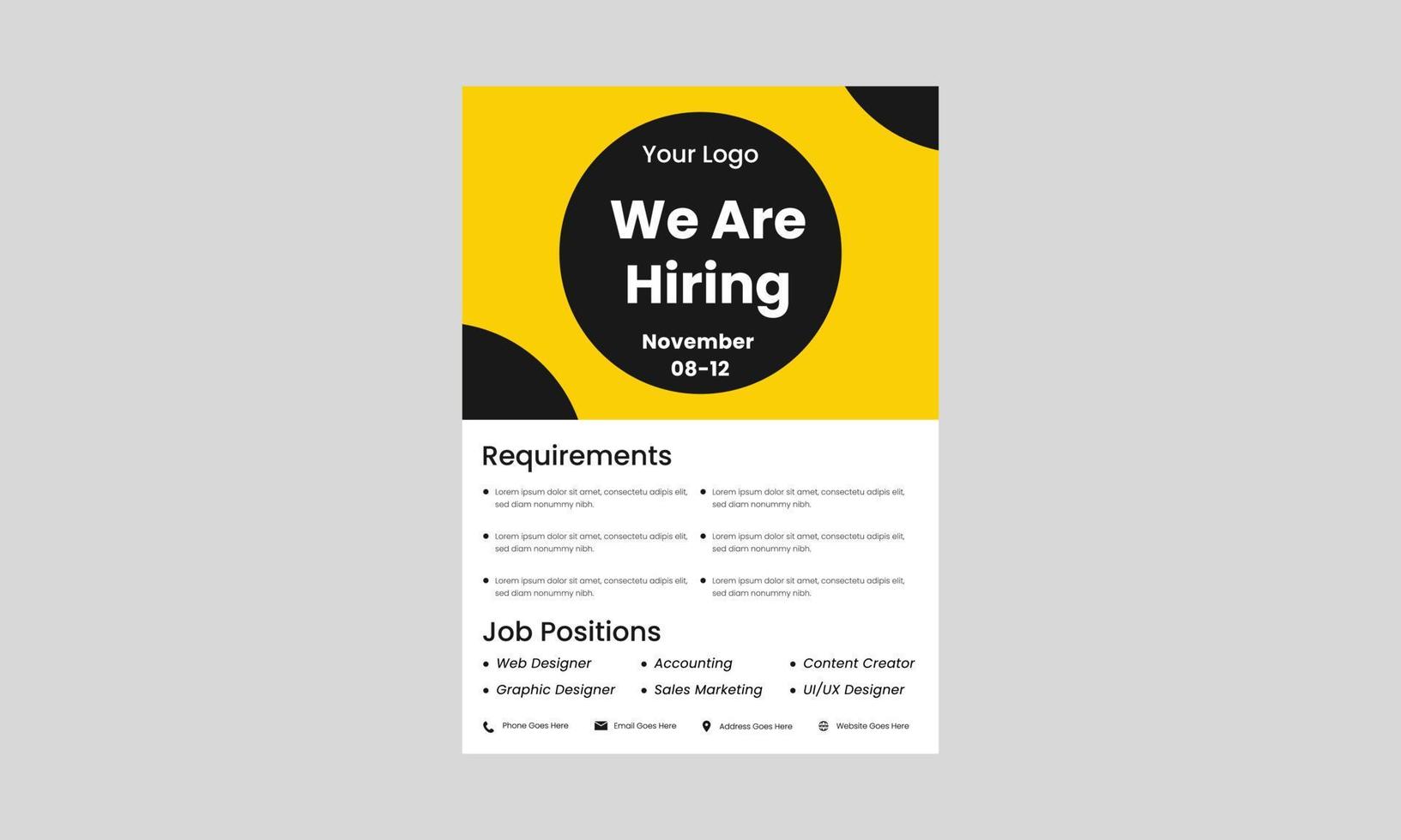 we are hiring join our team flyer design template. now we are hiring poster leaflet design. job vacancy hiring flyer design. vector