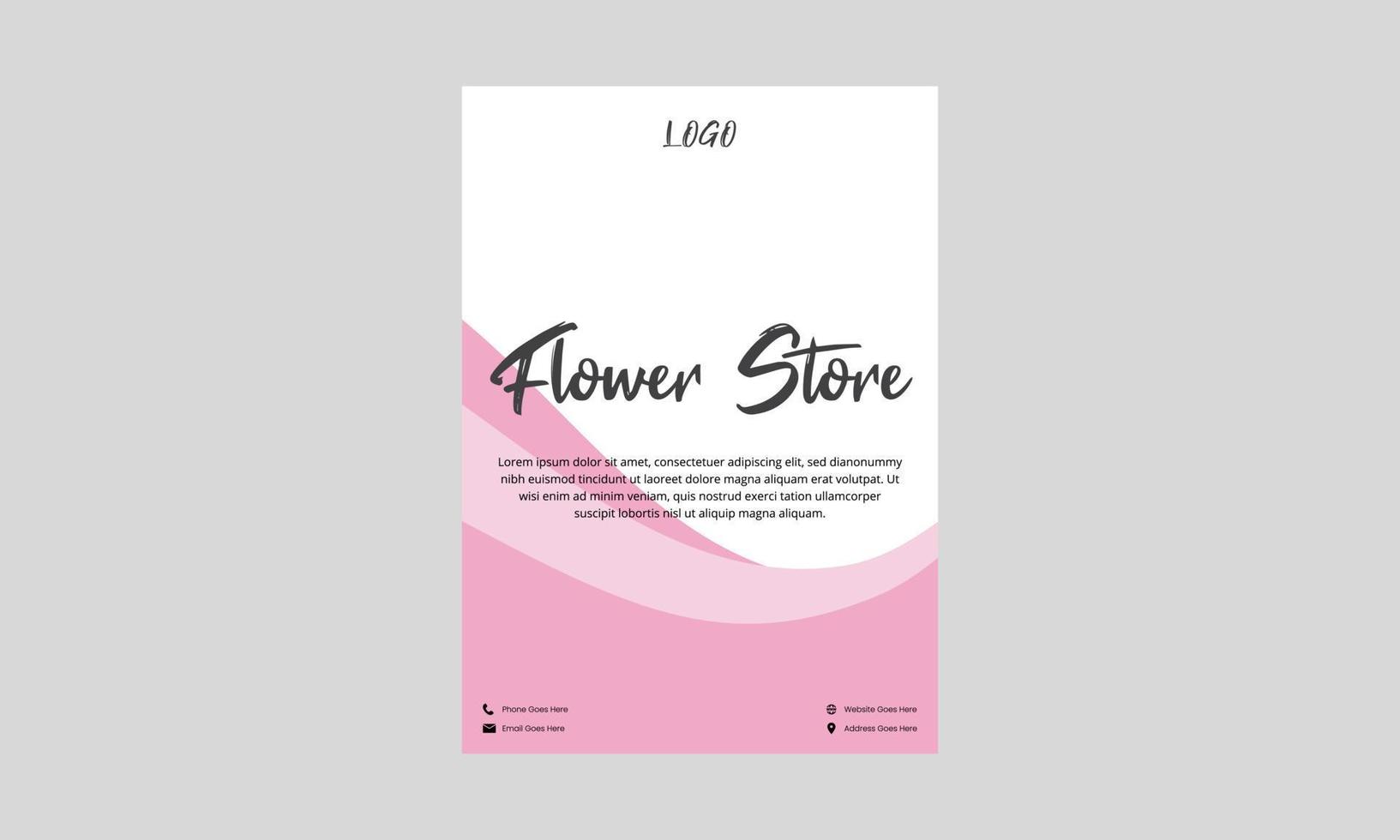 flower shop flyer design. flower sale store poster leaflet in pink color. flower seller shop flyer, dl flyer design vector