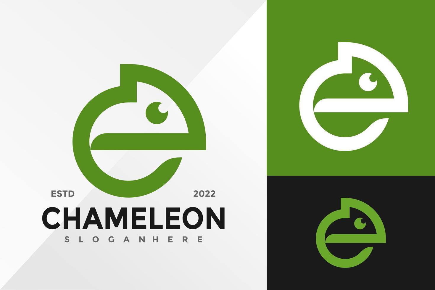 Plantilla de ilustración de vector de diseño de logotipo de camaleón c