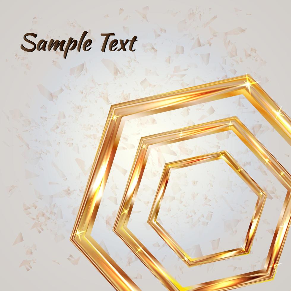 Bright golden hexagon. Luxury vector illustration. Easy to edit design template for your business projects.